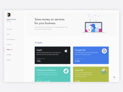 Revolut Business Perks minimal web user experience principle finance revolut bank ux animation webdesign ux logo design desktop color clean business banking animation ui