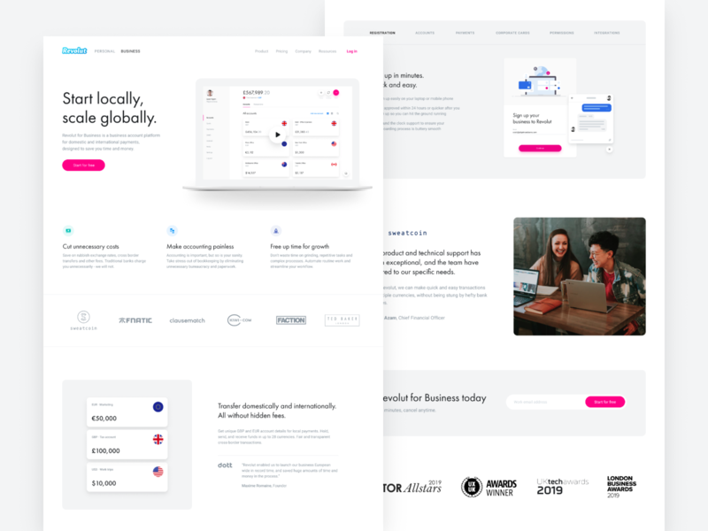 Revolut for Business Homepage landing desktop business banking ui