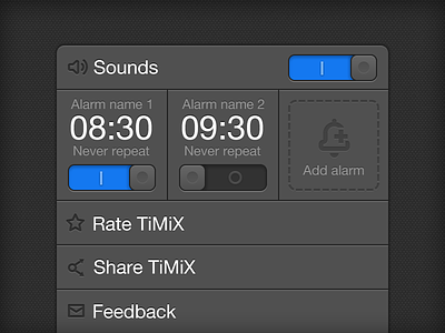 TiMiX Settings 3 app clock ios iphone mobile settings switch time ui