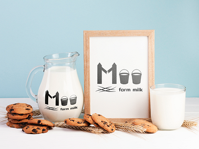 Logo for farm milk "Moo" farm fresh logo milk natural