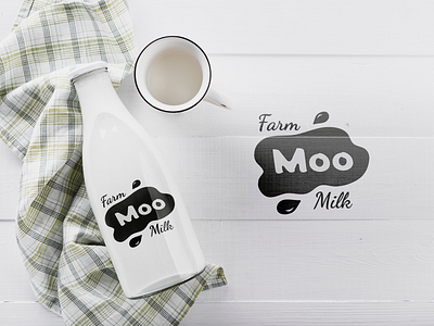 Logo for fresh milk "Moo" bottle farm fresh logo milk natural