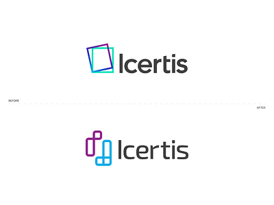 Icertis logo re-design blue brand branding circle design graphic design icertis illustration line logo minimal redesign rope semizo simple square typography white