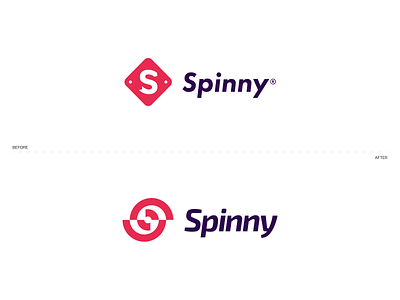 Spinny logo re-design. after before blue brand branding car circle company design flat graphic design illustration logo minimal red simple spinny unicorn