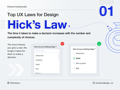 ⚡️Hick’s Law - Top UX Laws for Design - 01 ⚡️ designtips productdesign ux uxdesign uxlaws