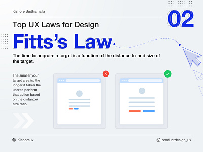 ⚡️Fitts’s Law - Top UX Laws for Design - 02 ⚡️ designtips productdesign ux uxdesign uxlaws