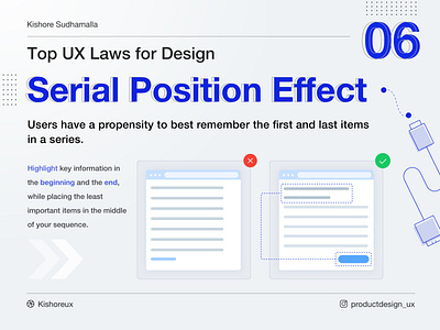 ⚡️Serial Position Effect - Top UX Laws for Design - 06 ⚡️ lawsofux learndesign learnux productdesign uidesign ux ux design uxlaws