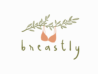 Breastly logo bra breast delicate feminine green health logo olive