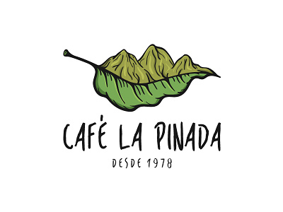 Cafe la Pinada cafe coffee fresh green hand drawn leaf logo mountain nature organic