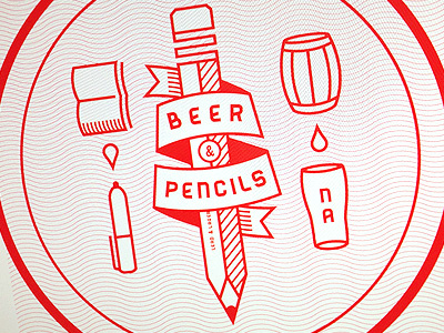 Beer & Pencils Coaster beer coaster illustration pencils