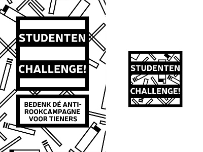 Anti-smoke campaign challenge icons line pattern smoke student