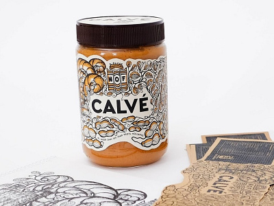 Concept Calve Peanut Butter Label design drawing illustration label logo packaging peanut plant print