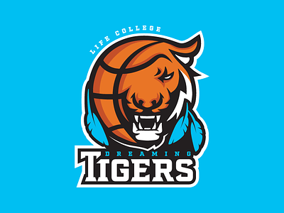 Dreaming Tigers Team Logo basketball college dreaming feathers icon logo morph tiger typography