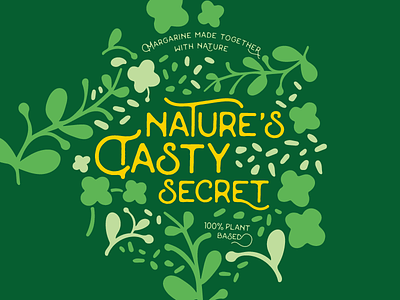 Nature's Tasty Secret branding concept green illustration logo mark nature script secret tasty type yellow