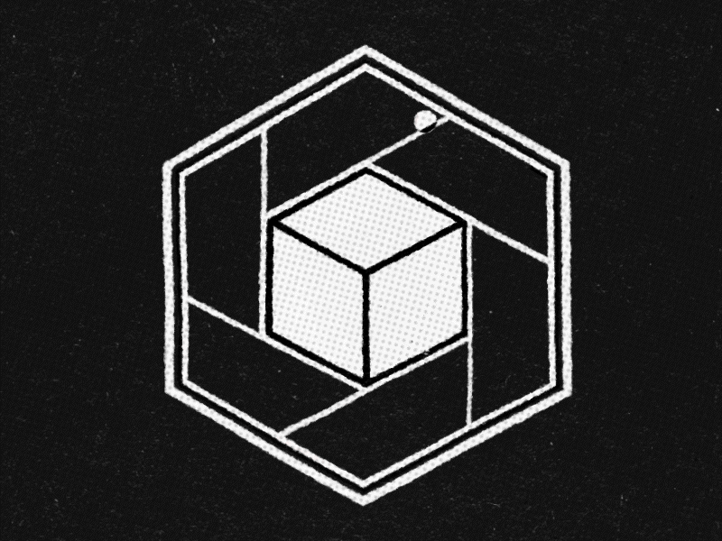 Rubix cube 2d animation after effects animation ball black bube design geometric grain logo rotation rubix cube texture white
