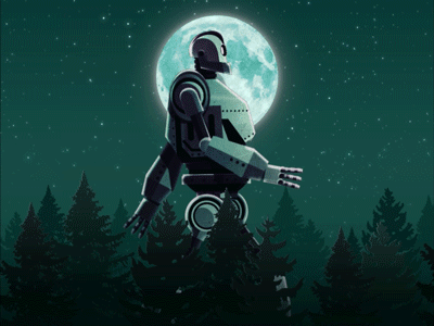 Iron Giant in the night 2d animation after effects illustrator iron giant robot