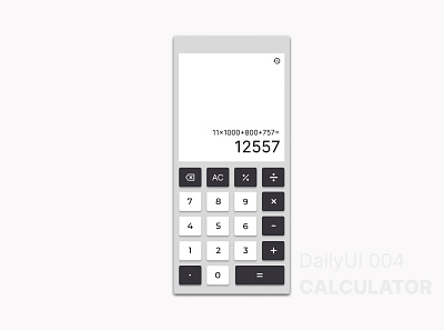 Calculator (DailyUI 004) black calculator dailyui design ui ux white