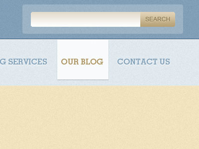 ES navigation and search bar beach blog blue brown navigation search