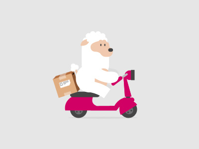 Delivery sheep animal bike character delivery drive motorcycle parcel sheep