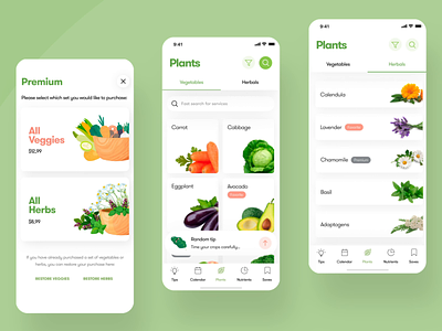 👨‍🌾 Design for cool iOS app for Germany gardeners & farmers 3d austria avacado carrot family farmers market filters fruits garden germany herbs loading animation premium search shedule tips veggie