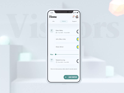 🌓 Visitors/Guests co-living mobile app section. 2d apartments co-living flow glow guests ios iphone june lighting lights loading mockup moon new york redshift sun visitors