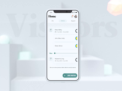 🌓 Visitors/Guests co-living mobile app section. 2d apartments co living flow glow guests ios iphone june lighting lights loading mockup moon new york redshift sun visitors