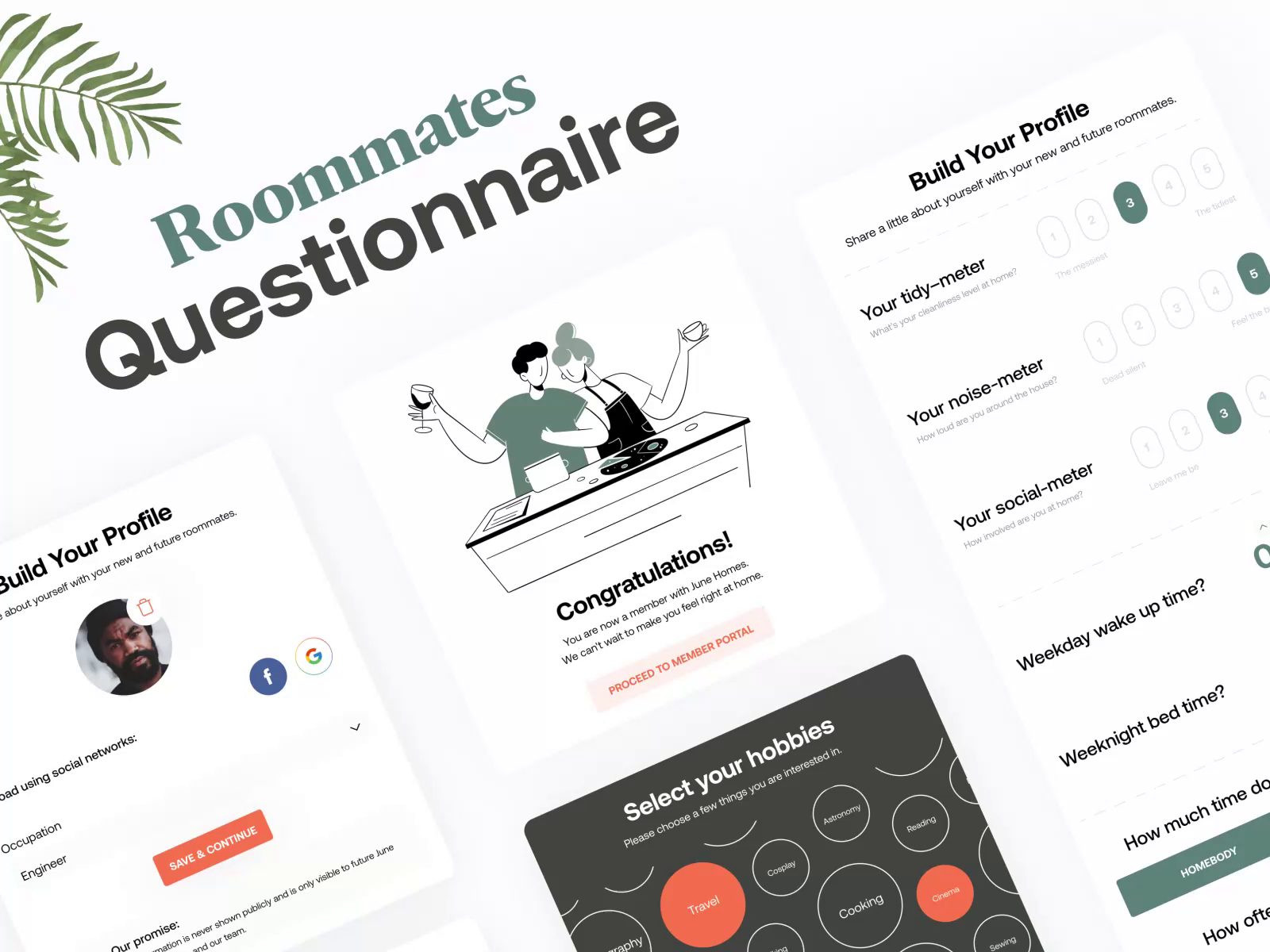 👦 Roommates Questionnaire Form - June Homes 2d form builder form design hobbies home hours journey noise ocupation physics rate room sleep steps tidy time time selector timer wakeup weekends