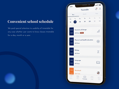 Brookes School mobile application iOS&Android 3d 3d animation animation app blue calendar design edu education effects event foodmenu icon month school shedule teacher time ui ux