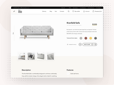 Pro Design House furniture store adaptive website animation blog catalog ecommerce effects favorite features framer furniture gallery miami product promotion signup sofa store typography ui ux web