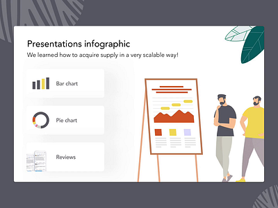 Infographic | 3 Slides with animation animation bar charts effects facebook illustration infographic information information architecture information design informational man pie reviews set tables ui ux vector