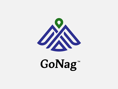 Gonag brand branding lettering location logaze logo logotype map mountain trawel typography