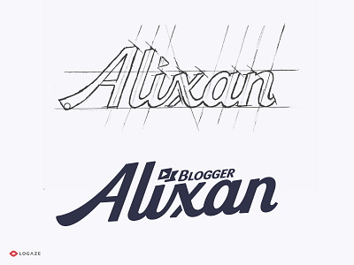 Alixan baku blogger lettering logaze mark sketch typography vector video