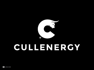 Cullenergy animal bull c c letter drink energy forest logo mark negative space wild