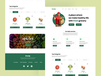 Online Grocery Shop Landing Page ap design branding landing page product ui ui design ux web design web template