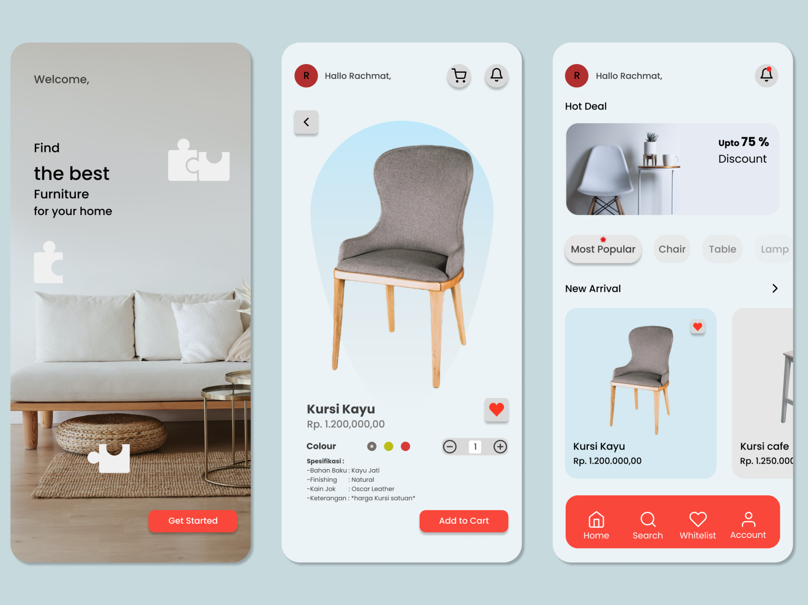 Furniture Shop Mobile App Design by Rachmat ramadhan on Dribbble