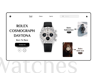 Rolex Watch Landing Page app dashboard design minimal ui uiux userinterface ux watch web