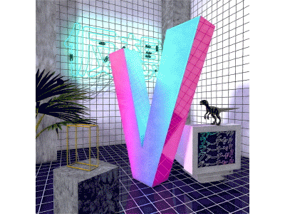 36days of Type - V 36daysoftype 36daysoftype07 animation c4d design gif illustration motiongraphics vaporwave