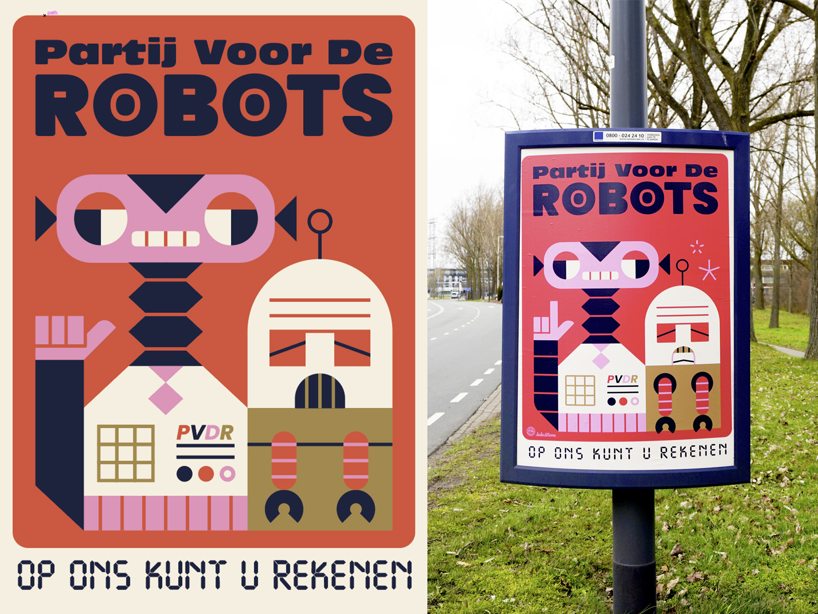 Partij voor de robots vector illustration robot character robot poster robot illustration character design loulou and tummie