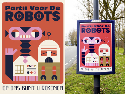 Partij voor de robots character design loulou and tummie robot character robot illustration robot poster vector illustration
