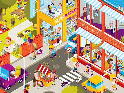 Auviq Sneakyallergen auviq buildings characters city life find it illustration loulouandtummie map illustration people illustration vector illustration