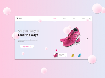 Shoe selling landing page adobe xd branding bubble effect graphic design landing page shoe selling uiux user experience user interaction user interface web design website design