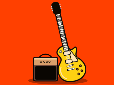 Les Paul Gold Top and Amp amp gold guitar illustration les paul top vector
