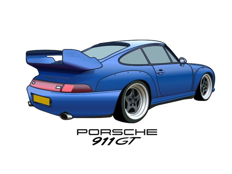 98 Porsche 911 GT vector sketch illustration car gt 911 porsche