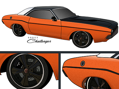 1970s Dodge Challenge affinity challenger designer dodge illustration vector