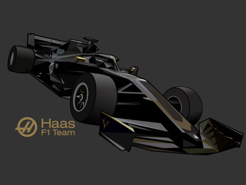 Haas F1 Team Car formula 1 haas f1 lowpoly illustration