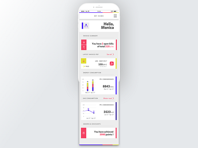 Energy Mobile App - Dashboard account burger menu consumption dashboard energy gas graphs invoices meter read mobile app pdf