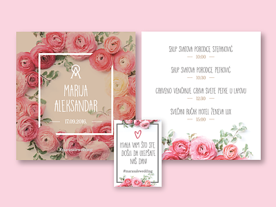 Wedding Invitation hashtag illustrator invitation logo roses thank you card wedding