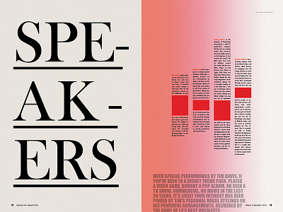 Creativity Conf. iii blur duotone gradient impact layout newsprint pink red serif typography
