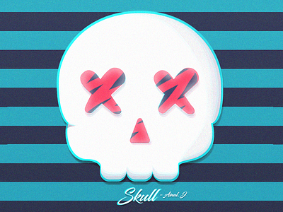 Skull art blue cartoon cyan dark design graphics illustration love red skeleton skull