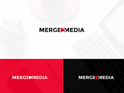 mergemedia black contrast illustration logo media media logo merge red typography white