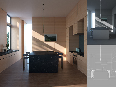 Kitchen rip-off cinema cinema4d corona graphic design interior kitchen realistic render